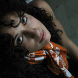 Foulard cm 70x70 Pura Seta disegno gran pois monocolore Ruggine Cod. 667