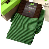 Calze Uomo gambaletto in cotone riga sottile colore Verde Cod. 679