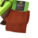 Calze Uomo gambaletto in cotone riga sottile colore Ruggine Cod. 680