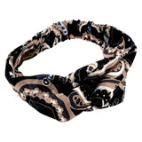 Fascia per capelli in Lana stampata disegno macro Paisley colore Nero Cod 693