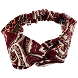 Fascia per capelli in Lana stampata disegno macro Paisley colore Bordeaux Cod 694