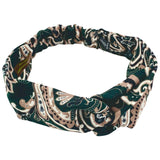 Fascia per capelli in Lana stampata disegno macro Paisley colore Verde scuro Cod 695