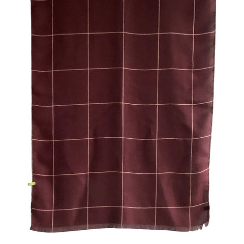 Sciarpa Uomo Garza di Lana stampata disegno gessato monocolore Bordeaux Cod 710
