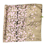 Foulard pura Seta Cm 90x90 disegno albero e bacche colore Beige Cod 711
