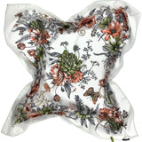 Foulard cm 90x90 in Pura Georgette di Seta stampa Floreale Verde e Arancione Cod 726