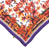 Foulard cm 140x140 in Pura Georgette di Seta stampa Floreale Arancione Cod 730