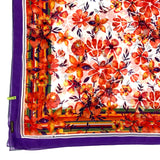 Foulard cm 140x140 in Pura Georgette di Seta stampa Floreale Arancione Cod 730