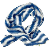 Stola di puro lino stampato disegno righe colore Blu cm 70x200 Cod 733