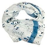 Stola di puro lino stampato disegno ramage colore Azzurro cm 70x200 Cod 735