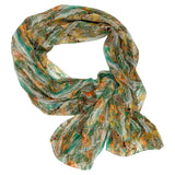 Stola di Georgette di Seta Stampa fluida colore Verde cm 70x200 Cod 741