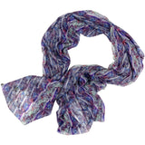 Stola di Georgette di Seta Stampa fluida colore Blu cm 70x200 Cod 742