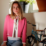 Giacca a maglia in puro Cotone Rosa Cod 743