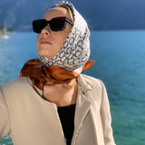 PURE SILK PRINTED SCARF CM 90X90 COLOR RUST COD 340