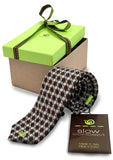 CRAVATTA 100% LANA STAMPA  GEOMETRICO MARRONE LARGA 6 CM. COD 008