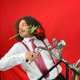 Cravatta pura Seta Rosso cuoricini Azzurro Cod 118