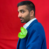 Fazzoletto da taschino in puro Lino stampato disegno vichy Verde Cod 139