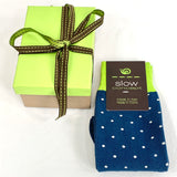 DENIM BLUE WITH WHITE PIN DOTS MEN COTTON SOCKS. COD 210