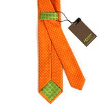 Cravatta cerimonia pura seta Arancione a pois Cod  315