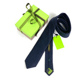 Cravatta cerimonia pura Seta Blu scuro a pois larga cm 6 Cod  316