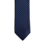 Cravatta cerimonia pura Seta Blu scuro a pois larga cm 6 Cod  316