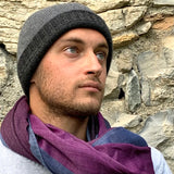 Berretto a maglia in puro Cashmere Double face Antracite/ Grigio Cod 394